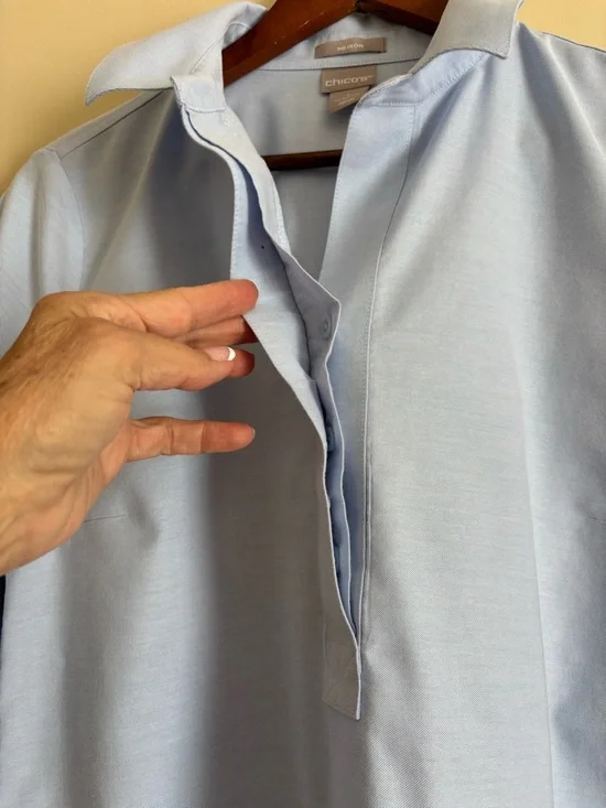 Chicos tunic blouse no iron baby blue size medium Chicos 1 - Picture 7 of 8